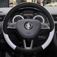 100 DERMAY Brand Leather Car Steering Wheel Cover for Skoda Octavia A5 A7 RS Octavia 2 3 Combi Auto interior Accessories