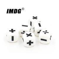 6pcs/Pack Plus Minus Multiply Symbol Dice 16mm Black White Resin Mathematics Calculation Dice 16 Round Corner Teaching Dice