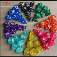 5210A 7Pcs/set อะคริลิค D12 D20 สำหรับ TRPG DND D4 D6 D8 D10 ลูกเต๋า DND ลูกเต๋าเกม ลูกเต๋าหลายด้าน เกมตาราง