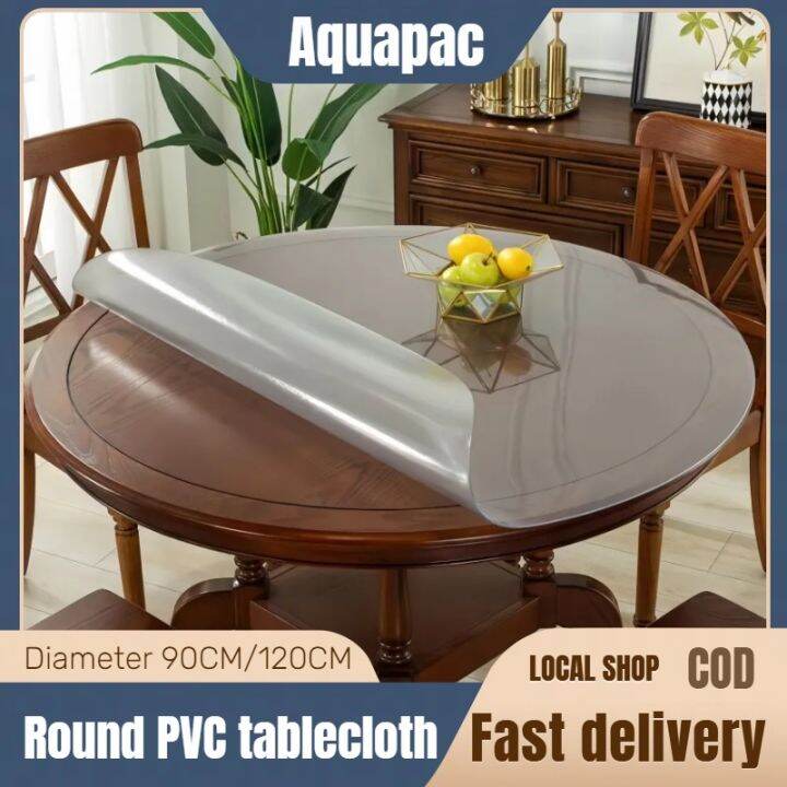 Round PVC tablecloth1MM Waterproof Oilproof Heat Resistant Antislip