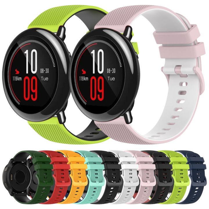 สำหรับ-amazfit-pace-22mm-วงตาหมากรุกสองนาฬิกาซิลิโคนสี-สีแดง-สีดำ-ขายเอง