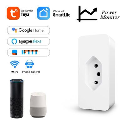 Tuya Wifi Smart Brazil Switch Plug Doul Module Smart Brazil Socket Smart Life Brazil Outlet With Power Monitor For Alexa Google Ratchets Sockets