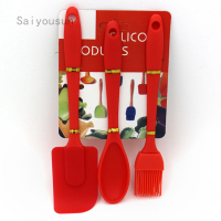 Sys 3Pcs Silikon Penaik Spatula Berus Pengikis Set Sudu Scraper Pastry Berus Dapur Memasak