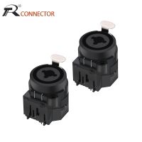 4pcs Black 6.35mm 3Pins 7Feet Straight XLR Female Jack Socket Chassis Connector Dual Function Audio Panel Mount Adapter