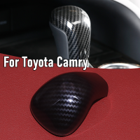 คาร์บอนไฟเบอร์ภายในรถเกียร์ Shift Knob Head Cover Trim สำหรับ Toyota Camry 2018 2019 2020ภายในสติกเกอร์ Trimmer Moldings