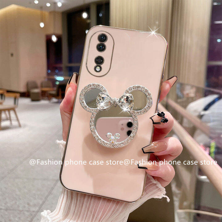 phone-case-เคส-honor90-honor-90-lite-5g-ลายการ์ตูนน่ารักกระจกแต่งหน้าไรน์สโตนที่วางโทรศัพท์กรอบแบบนิ่ม2023