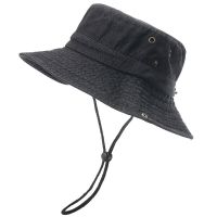 Mens Cotton Bucket Hat Solid Color UV Protection Sun Caps Outdoor Climbing Fishing Tourism Brim Sun Fisherman Hats
