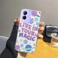 เคสโทรศัพท์ซิลิโคนโปร่งใสสำหรับ VIVO Y17S 2023ตาข่าย TPU ลายดอกไม้อ่อน Vivo กันชน Y17s ฝาหลัง VIVOY17S