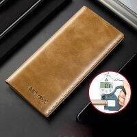 New Cowskin Long Purse For Men Wallet Business Mens Thin Soft Leather Wallet Brand Design Card Holder Slim Coin Purse