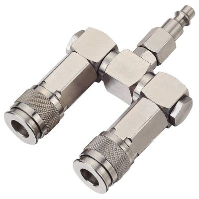 Air Hose Connector 2 Way Air Hose Splitter 1/4 in Air Compressor Fittings Swivel 360 Degrees Connectors Spare Parts