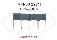 MKP63 223M 300V  Y2 , 0.022uf , 22nf/300v , 223M 300V MKP63 300 Y2 15มม. คาปาซิเตอร์ โพลิโพรไพลีน ฟิล์ม 0.022uf 300v  ( 1 ชุด มีจำนวน 4 ชิ้น) 4 Pcs