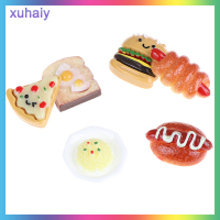 xuhaiy 10pcs Miniature MINI Hamburg พิซซ่าขนมปังเครื่องประดับ DIY เรซินอุปกรณ์เสริม