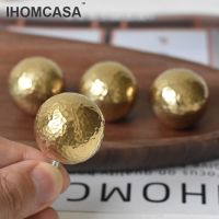 ♟□ IHOMCASA Manual Hammering Solid Round Brass Knob Cabinet Door Knobs Furnitures Handle Cupboard Wardrobe Drawer Pull Handles