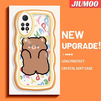 เคส JIUMOO สำหรับ Xiaomi Redmi Note 11 Pro 5G Note 11e Pro,เคสการ์ตูนหมีแฟชั่นขอบคลื่นครีมเคสโทรศัพท์โปร่งใสนิ่มป้องกันเลนส์กล้องดีไซน์ใหม่สร้างสรรค์เคสซิลิโคนกันกระแทกกรอบใส