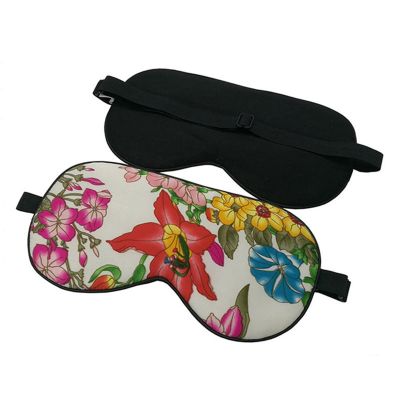 【CC】ↂ✙✶  Silk Floral Pattern Eyeshade Soft Blindfold Relax Aid Adjustable Multicolor