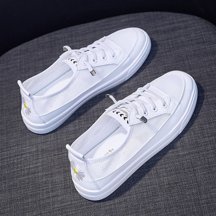 2021White Mesh summer sneakers for women daisy casual trend fashion designer ladies shoes flats 2020 PU Breathable Students shoes