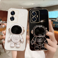 คลังสินค้าพร้อมเคสโทรศัพท์ TPU แบบน่มสุดหรูสำหรับ REALME C55 NFC กล้องอินเทรนด์ปกป้องเคสชุบ OPPO Realme ฝาครอบ C55 C55 REALME พร้อมขายึดนักบินอวกาศ