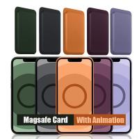 With Logo Leather Wallet For iPhone 12 13 Pro max 13 Mini Phone Case Card Package with MagSafe Card Holder ID Card Wallet With Animation
