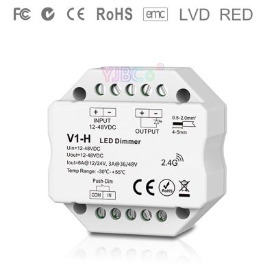 V1-H 2.4G Rf เดี่ยวสีแอลอีดี Push Dim Dc 12V 24V 36V 48V น้อยกว่า Dimming ตัวควบคุมไฟ Led สำหรับเดี่ยวสีแอลอีดีแถบแอลอีดีสี