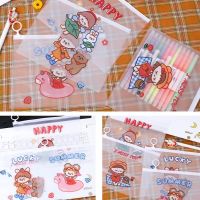 ☃ஐ 20 Pcs 8.39 X 6.7 Cartoon Ring File Bag Student Stationery Storage Large-capacity Zipper Bag Plastic Zipper Pen File