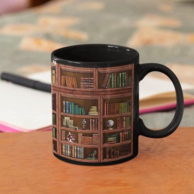 【High-end cups】 C-Handle แก้วกาแฟวรรณกรรมสร้างแรงบันดาลใจห้องสมุดชั้นวางหนังสือแก้ว Bookworm Mug Book Lover Mug Bookworm Reader
