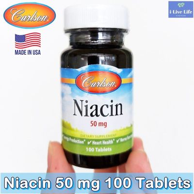 Carlson Labs - Niacin 50 mg 100 or 300 Tablets  วิตามินบี 3  B3 B-3 ไนอะซิน