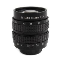 50MM F1.4 TV Lens For Sony NEX/Panasonic/Olympus MFT M4/3 and Fuji FX Cameras Silver Black Color