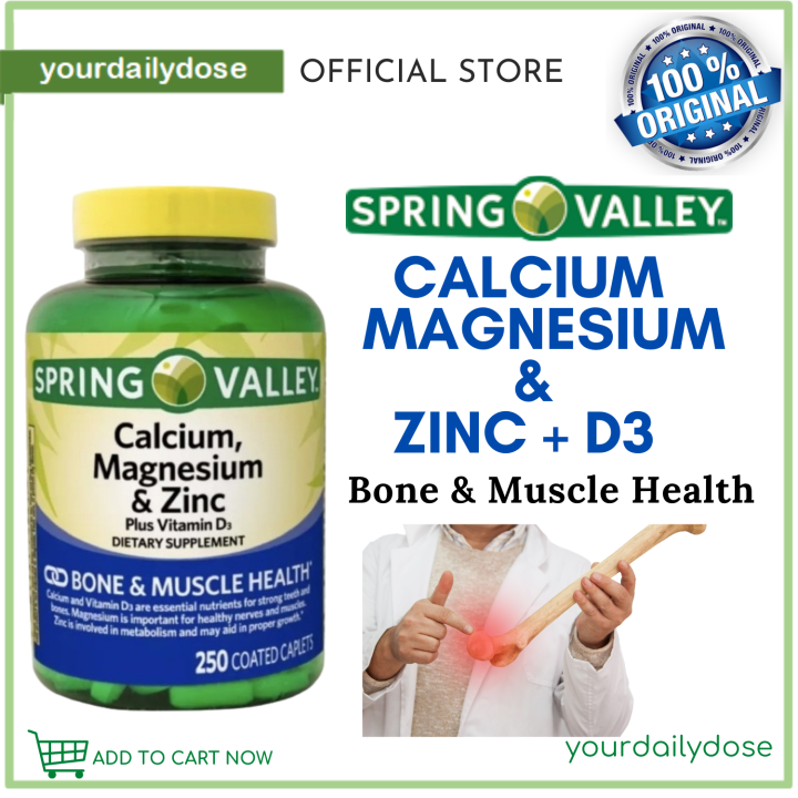 Spring Valley Calcium, Magnesium & Zinc plus Vitamin D3 Coated Caplets