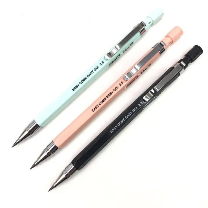 1 Pcs Mechanical Pencil 2.0 Mm Lead Refill Black/blue/pink Barrel