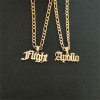 【CC】 Old English Name Pendant Figaro Chain Necklace Fashion Women  39;s Jewelry