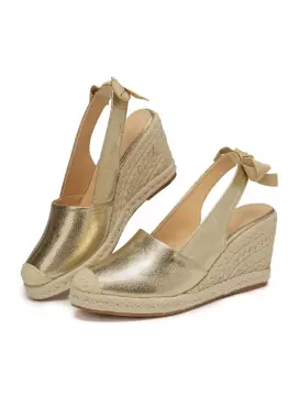 Gold wedges hot sale closed toe