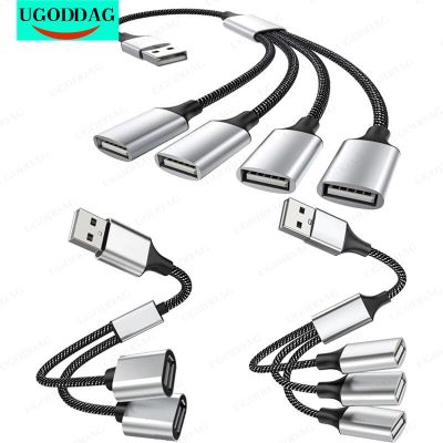 1ปลั๊กตัวผู้ถึง2ปลั๊กตัวเมีย USB 2.0 OTG สายขยายฮับ Y สายไฟอะแดปเตอร์แปลงไฟข้อมูลตัวแยก USB สายเคเบิล2.0 Feona