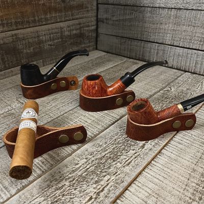 【CC】 Adjustable Authentic Leather Pipe Rest Holder/ Cigar