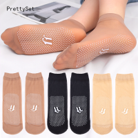 Prettyset】ถุงเท้าสตรีสำหรับฤดูร้อน,ถุงเท้าแบบบางป้องกันการลื่นโปร่งใสถุงเท้าสั้นจุดกาวระบายอากาศได้ดีสำหรับสุภาพสตรีที่มองไม่เห็น