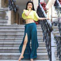 Belly Dance เสื้อแขนสั้นเสื้อผ้าออกกำลังกาย2019ชุดใหม่ตาข่ายเงินผ้าไหมกระโปรงแยกหญิงการแข่งขันเครื่องแต่งกาย