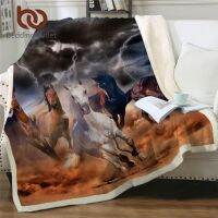 [High-end blanket] BeddingOutlet ม้าเชอร์ปาโยน Blanket3D ฝุ่นฟ้าผ่าผ้าคลุมเตียงพิมพ์ลายการถ่ายภาพผ้าห่มกำมะหยี่บนโซฟา150x200cm