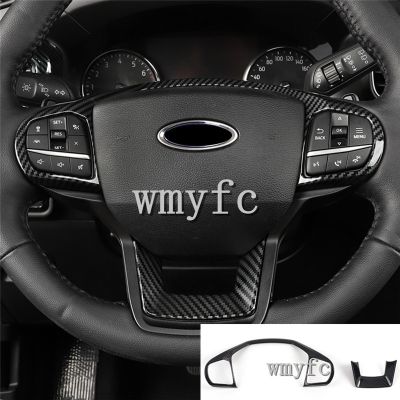 ✶™☃ Fit for Ford Explorer U625 2020 2021 Car Accessories Interior Decoration ABS Matte Carbon Steering Wheel Button Cover Trim 2pcs