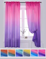 【LZ】✳  Reversível Sheer Janela Cortinas bolso Gradiente Ombre Drap Decoração do quarto Voile Rod