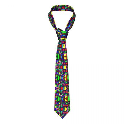 Electric Rainbow Tie Abstract Geometry Design Party Polyester Silk Neck Ties For Man Gift Blouse Printed Cravat