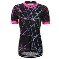 Womens Short Sleeve Cycling Jersey - Blue Pink Bike Jersey Top Breathable Quick Dry Moisture Wicking Sports Terylene Mountain Bike MTB Clothing Apparel / Micro-elastic / Back Pocket