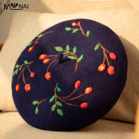 Hat Novelty Creative nches Pattern Elegant Artist Beret Cute Handmade Warm Wool Felt Autumn Winter Hats Fashion Party