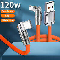 Usb เบอร์180 ° Jenis C Kabel Cepat Mengecas 120W 6A Cecair Silikon Kabel Wayar untuk Xiaomi USB Samsung USB สายข้อมูลหนา