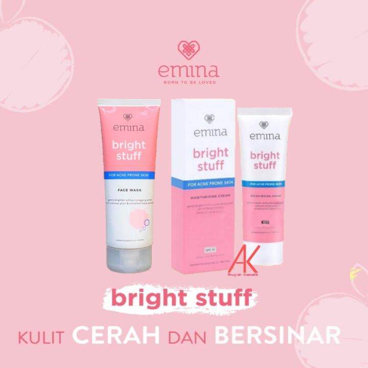 Paket Emina Bright Stuff Acne Prone Skin [Moisturizer 20 ml + Face Wash