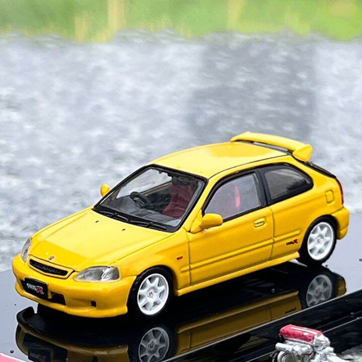 Initial D Honda Civic Type R Ek การหลอแบบ สเกลแบบจำลองรถจากโลหะอลลอยดโมเดลแบบคงทพดลมตก