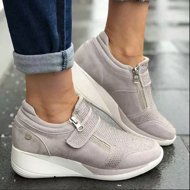 Grey wedge cheap sneaker womens