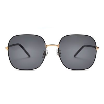 Uv 400 protective square shape metal polarized sunglasses black gold frame gray lens color PS56009 C1