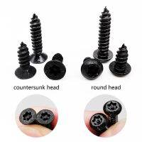 20pc M2.9 M3.9 Black Carbon Steel Six Lobe Torx Round Pan Button Flat Countersunk Head with Pin Security Self-tapping Wood Screw Nails Screws Fastener