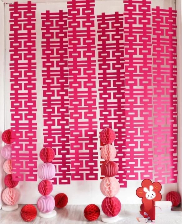 cod-xiaohongshu-with-the-same-style-non-woven-fabric-happy-word-long-strip-background-wall-net-red-wedding-decoration