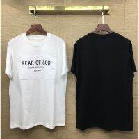 ??Fear of God กลัวพระเจ้า แพทช์แฟชั่นใหม่พิมพ์ผ้าฝ้ายแขนสั้นคอกลมเสื้อยืด