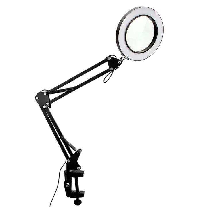 10X Magnifying Glass with Light and Clamp 3 Color Modes 10 Brightness ...